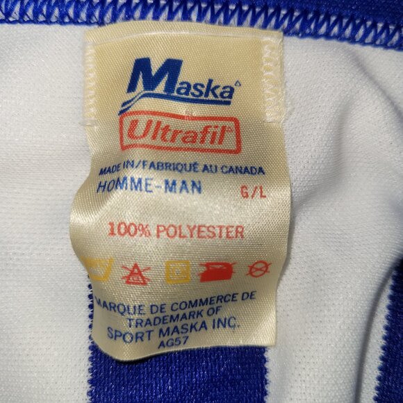 Maska Hockey Vintage 1980s Blue Striped 1/4 Zip Referee Jersey - Picture 3 of 3